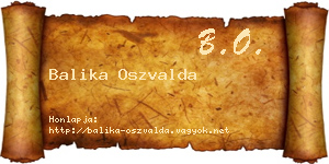 Balika Oszvalda névjegykártya